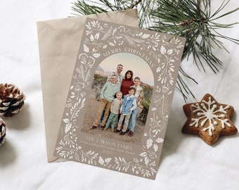 Neutral Christmas Photo Card Template: Editable Holiday Card (Digital)