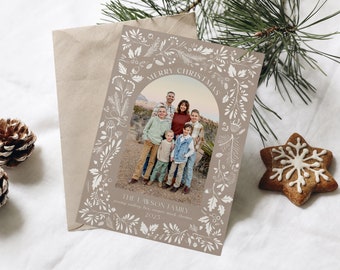 Christmas Card Template | Christmas Cards Template | 2023 Neutral Holiday Card Template | Editable Christmas Card | Digital | Corjl