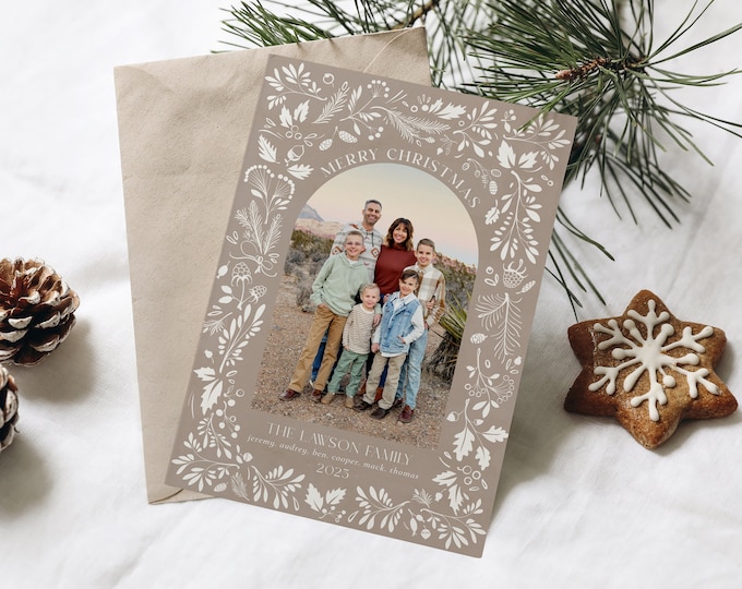 Christmas Card Template | Christmas Cards Template | 2023 Neutral Holiday Card Template | Editable Christmas Card | Digital | Corjl