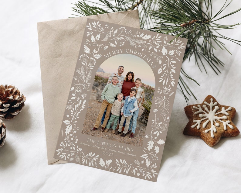 Christmas Card Template Christmas Cards Template 2023 Neutral Holiday Card Template Editable Christmas Card Digital Corjl image 1