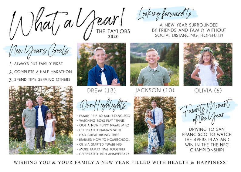 Plantilla para tarjeta navideña de resumen del año: foto familiar de 5x7 (Photoshop) imagen 5