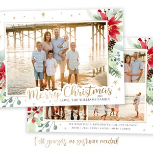 Christmas Card Template | Christmas Cards Template 5x7 | Photo Christmas Card | Editable Christmas Card | Holiday Card Templates | Corjl