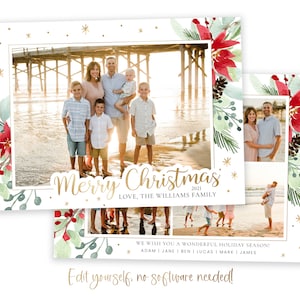 Christmas Card Template | Christmas Cards Template 5x7 | Photo Christmas Card | Editable Christmas Card | Holiday Card Templates | Corjl