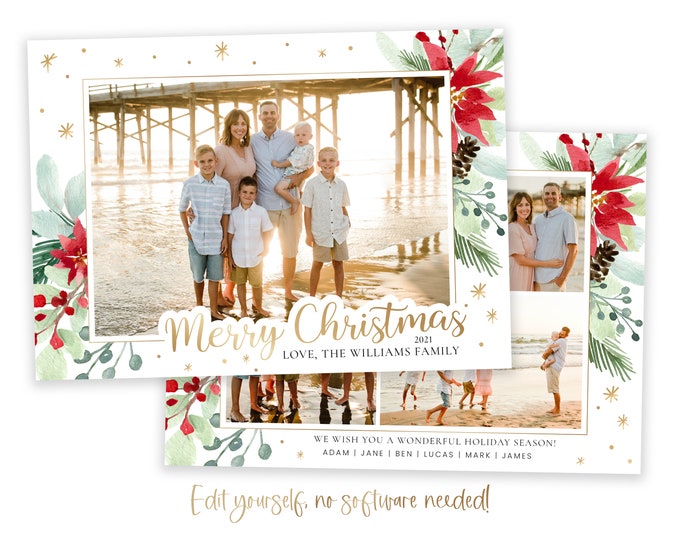 Christmas Card Template | Christmas Cards Template 5x7 | Photo Christmas Card | Editable Christmas Card | Holiday Card Templates | Corjl