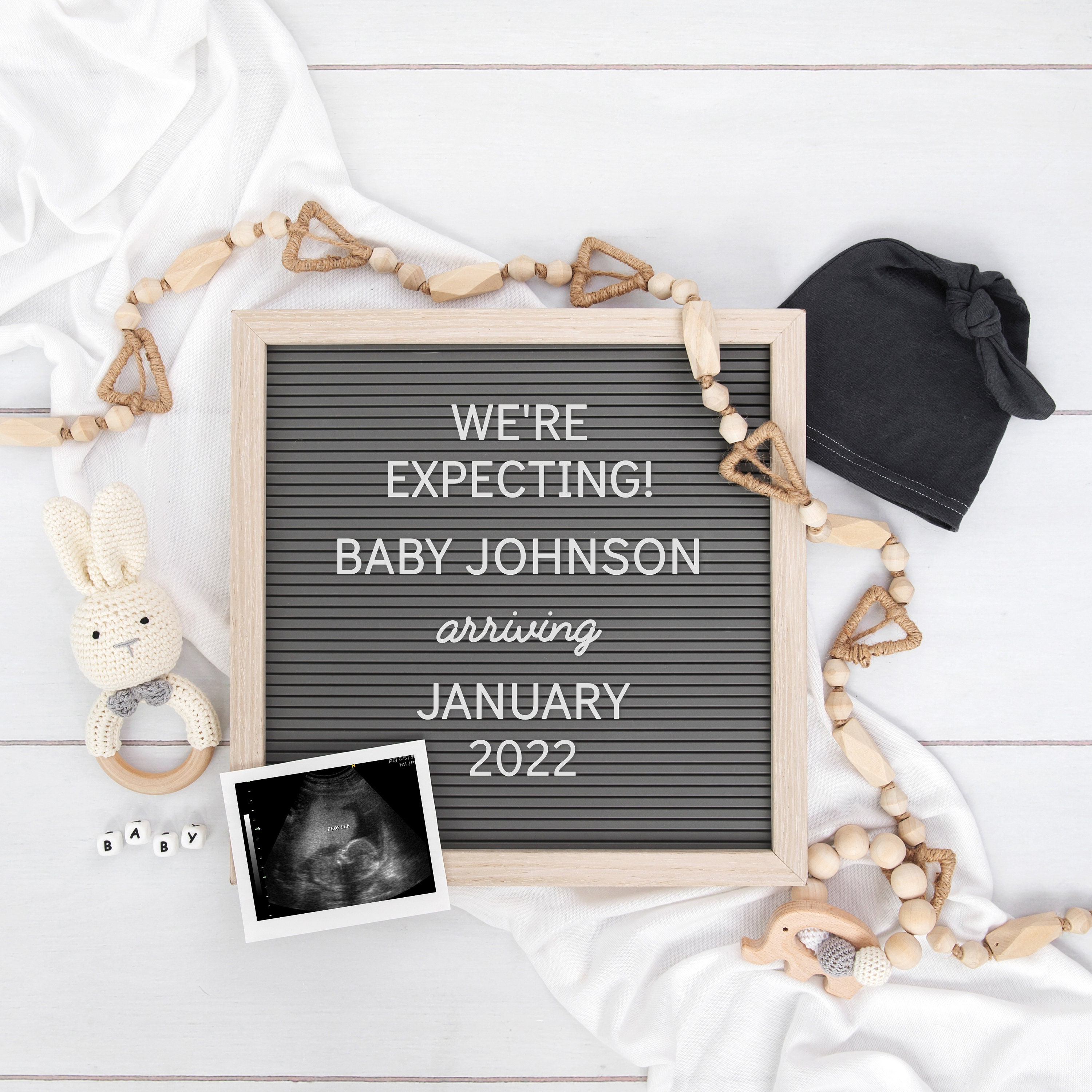 Download Digital Pregnancy Announcement Gender Neutral Editable Letter Board For Social Media Digital Baby Reveal Instagram Pregnancy Corjl