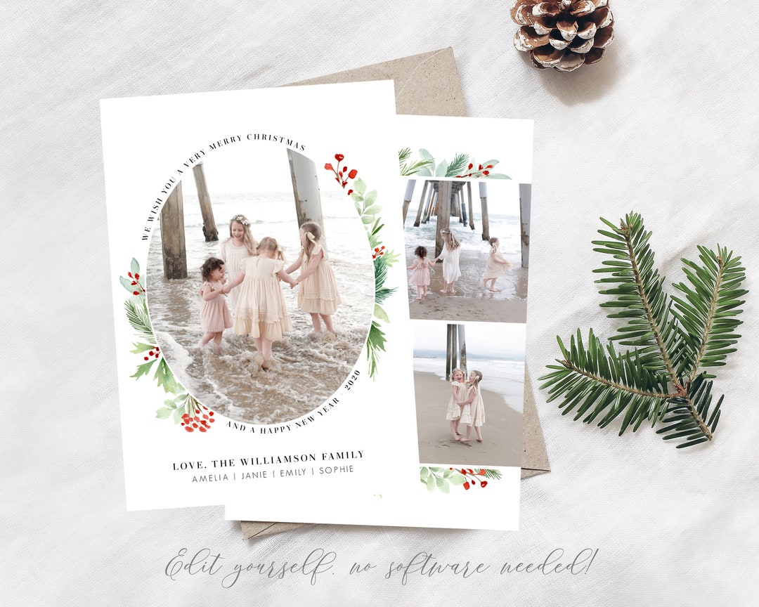 Christmas Card Template Christmas Cards Template 5x7 Photo Christmas ...