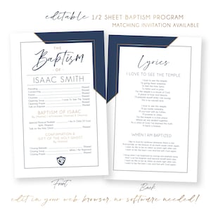 LDS Baptism Program Boy Baptism Program LDS Baptism Program Template