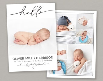 Customizable Baby Birth Announcement Template | DIY Newborn Announcement Card | Instant Download | Edit in Corjl