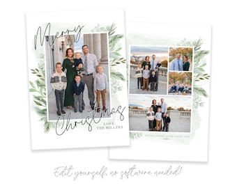 Floral Watercolor Christmas Card Template: Editable Photo Card (Corjl)