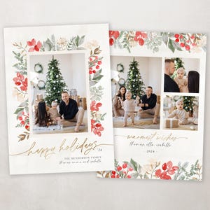 Modèle de carte de Noël Cartes de Noël Modèle de carte de vœux avec photo personnalisée Modèle de carte photo moderne pour les fêtes Bilan de l'année 2024