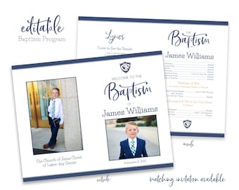 LDS Baptism Program Template: Boy Baptism (Corjl)