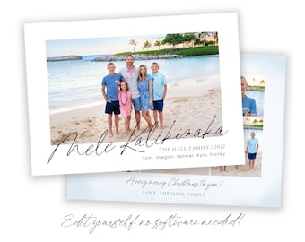 Mele Kalikimaka Christmas Card Template | Christmas Cards Template | Hawaii Holiday Card Template | Hawaii Christmas Card | Corjl