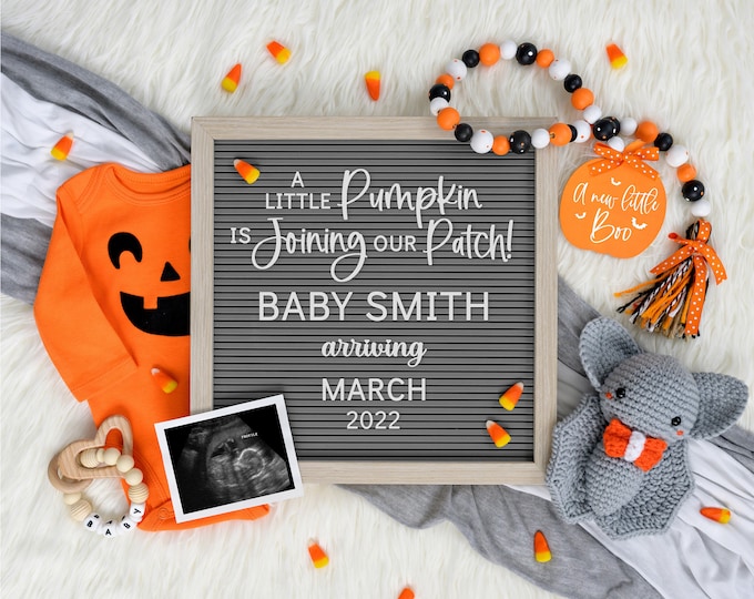 Halloween Digital Pregnancy Announcement | Digital Baby Announcement | October Pregnancy Announcement | Social Media Gender Reveal  | Corjl