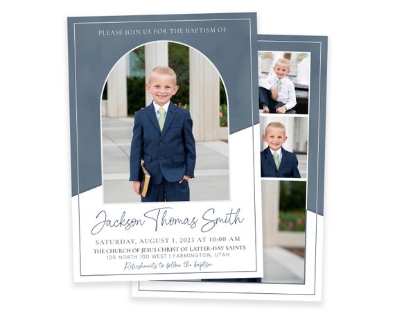 LDS Baptism Invitation Boy: Photo Template (Corjl)