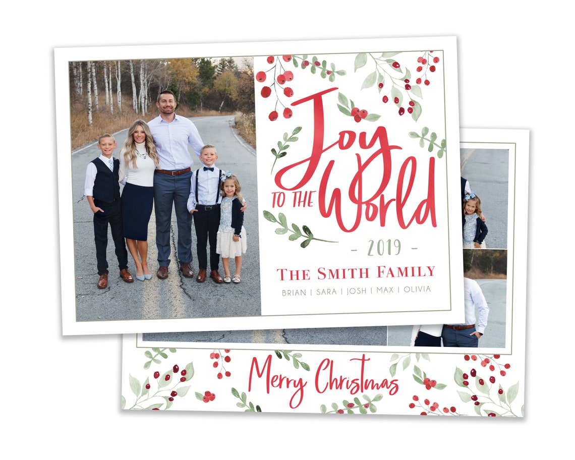 Christmas Card Template Joy to the World Christmas - Etsy