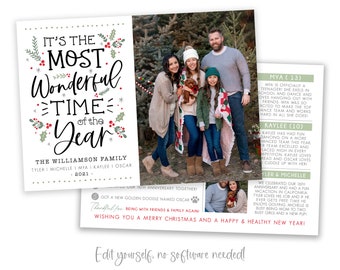Year in Review Christmas Card Template: Editable Holiday Photo Card (Digital)