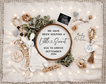 Digital Pregnancy Announcement, Neutral, Social Media, Facebook, Instagram, With Sonogram