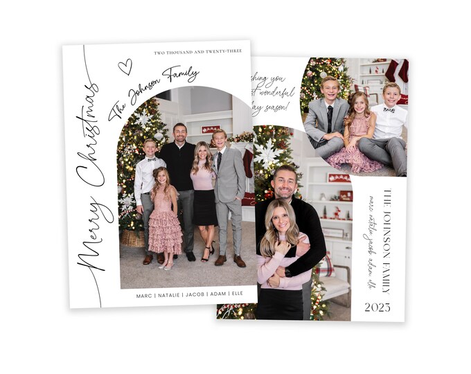 Minimalist Arch Card Template | Merry Christmas Cards Template 5x7 | Christmas Card Template | Editable Photo Card | Minimalist | Photoshop