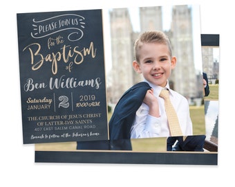 LDS Baptism Invitation Boy: Photo Template (PSD)
