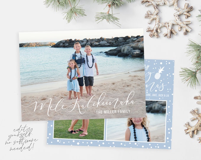 Mele Kalikimaka Christmas Card Template | Photo Christmas Cards | Editable Christmas Card | Christmas Card Template 5x7 | Corjl