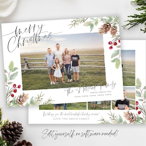 Christmas Card Template | Christmas Cards Template | Holiday Card Template | Christmas Card | Merry Christmas Watercolor | Corjl