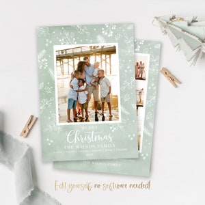Sjabloon voor kerstkaarten | Kerstkaarten sjabloon 5x7 | Foto Kerstkaart | Bewerkbare kerstkaart | Sjablonen voor kerstkaarten | Corjl