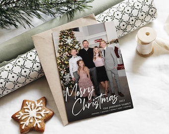 Editable Family Photo Christmas Card Template: Year in Review (Digital)