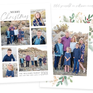 Vrolijke kerstkaartsjabloon | Kerstkaarten sjabloon 5x7 | Bewerkbare kerstkaart | Fotokaart| Sjablonen voor kerstkaarten | Corjl