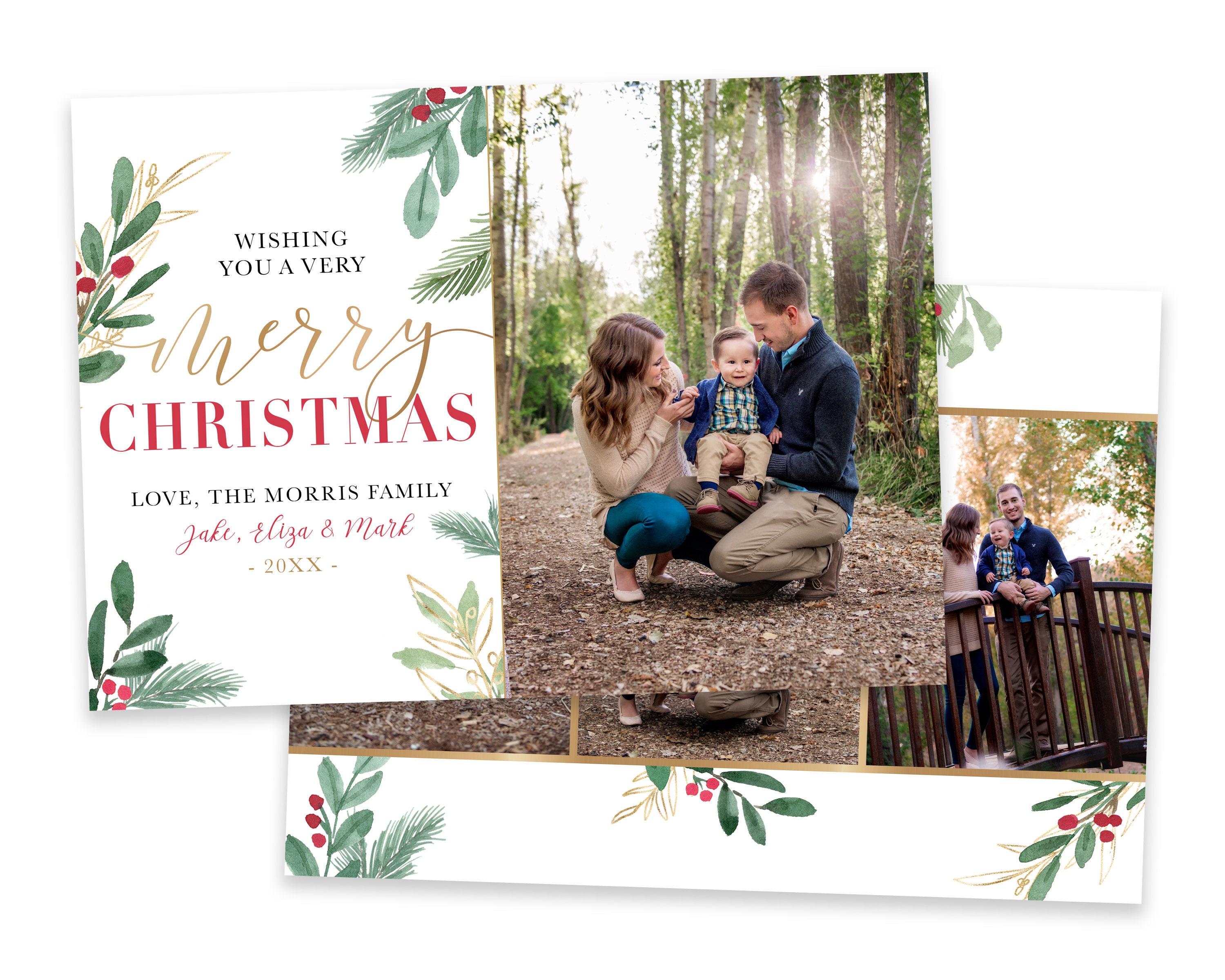 MERRY Christmas Card Template 5x7 Photo Christmas Card Editable MERRY Christmas Card Template 5x7 Photo Christmas Card Editable
