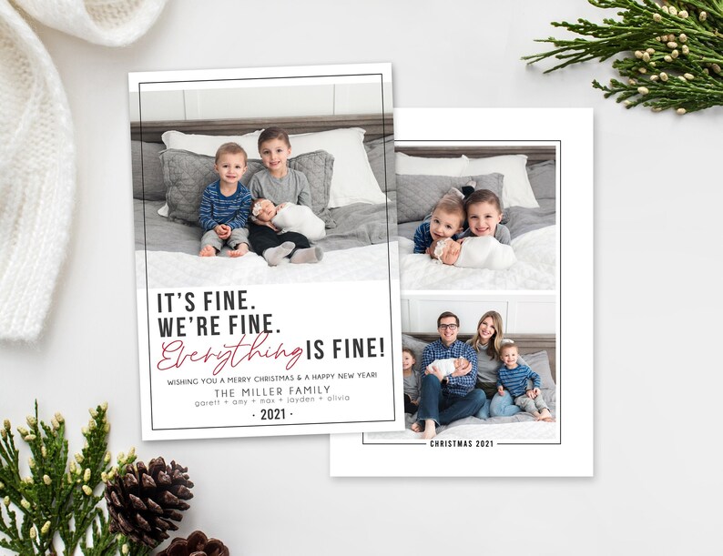 Covid Christmas Card Template | Year in Review Photo Christmas Cards | 2021 Christmas Card Template 5x7 | Holiday Card Templates | Photoshop 