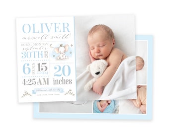 Boy Birth Announcement Template - Newborn Announcement - Boy Birth Announcement - Baby Template - Newborn Birth Card - Photoshop