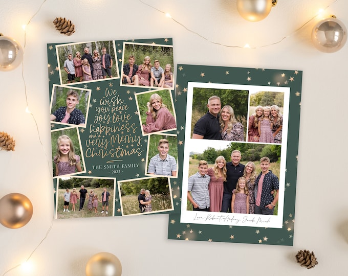 Collage Christmas Card Template | Christmas Cards Template | 2023 Holiday Card Template | Editable Christmas Card | Digital | Corjl