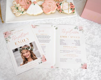 Floral LDS Baptism Program: Editable Girl Template (Instant Download)
