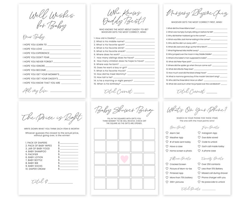 Printable Baby Shower Games Baby Shower Games Bundle Etsy