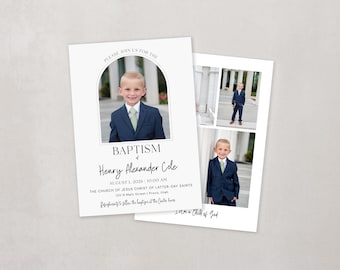 LDS Baptism Invitation Template | Modern Canva Design Boy or Girl (Digital Download)