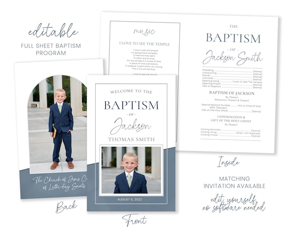 LDS Boy Baptism Program Template