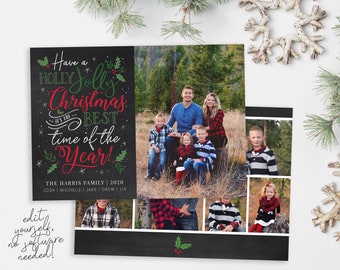 Photo Christmas Card Template: Editable 5x7 (Corjl)