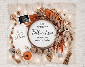 Fall Pregnancy Announcement: Neutral Social Media Template (With Sonogram)