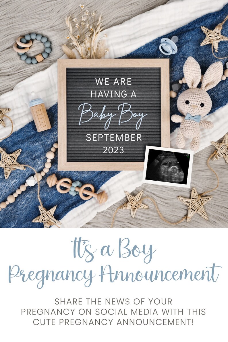 Digital Pregnancy Announcement Boy Gender Reveal Boy Baby Etsy