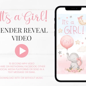 Digital Gender Reveal Video | It's a Girl | Gender Announcement Video For Social Media | Confetti Pop | Instant Download