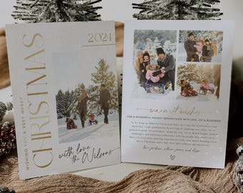 2024 Modern Minimalist Christmas Photo Card Template - Editable Holiday Year in Review