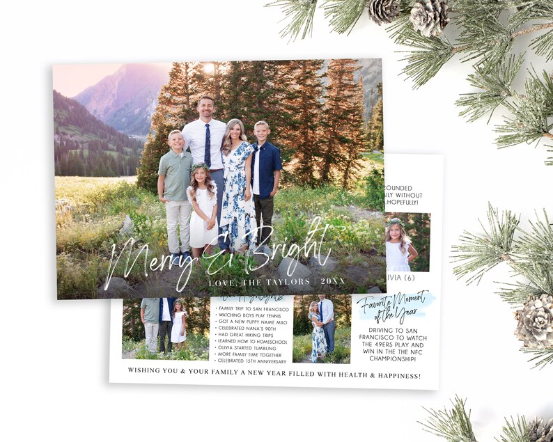 Plantilla para tarjeta navideña de resumen del año: foto familiar de 5x7 (Photoshop) imagen 6