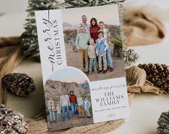 Minimalist Arch Christmas Card Template: Editable Holiday Card (Digital)