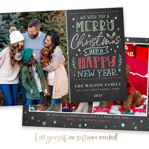 Christmas Card Template | Christmas Cards Template | Year in Review | Holiday Card Template | Editable Photo Christmas Card Digital | Corjl