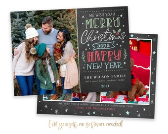 Christmas Card Template | Christmas Cards Template | Year in Review | Holiday Card Template | Editable Photo Christmas Card Digital | Corjl