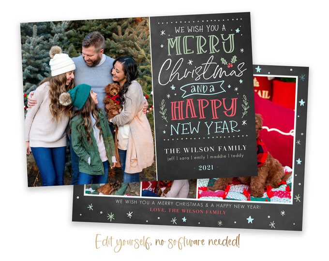 Christmas Card Template | Christmas Cards Template | Year in Review | Holiday Card Template | Editable Photo Christmas Card Digital | Corjl