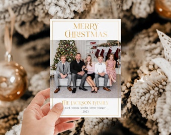 Minimalist Family Photo Christmas Card Template (Digital)