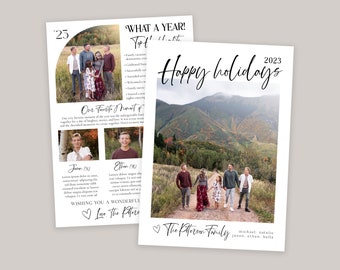 Minimalist Photo Holiday Card Template: Year in Review (Instant Download)