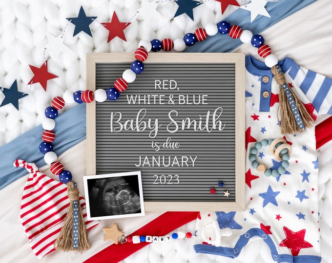 4th of July Digital Pregnancy Announcement | July 4th Pregnancy Reveal Digital | Social Media Pregnancy Announcement | Corjl