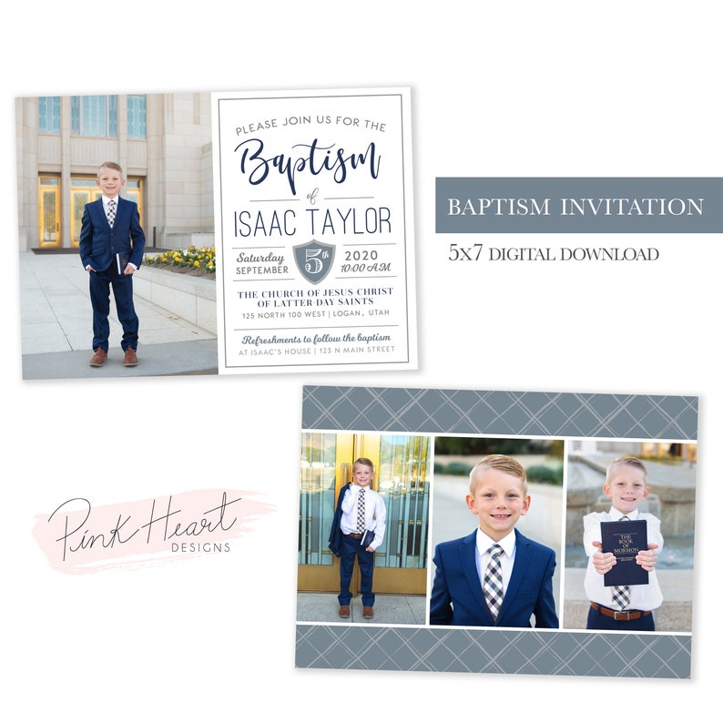 LDS Boy Baptism Invitation Baptism Invitation DIY Baptism Etsy